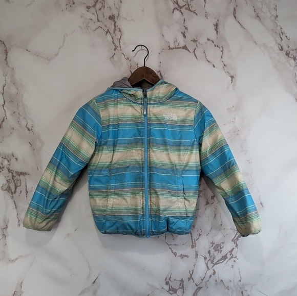 The North Face Coat Girls 6 XS Blue Gray Puffer Perrito Reversible Jacket - Picture 1 of 16